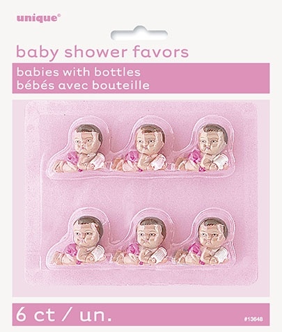 Unique Baby Shower Favors deco Baby met flesje 6 Stuks Roze