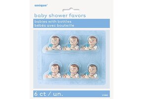 Unique Baby Shower Favors deco Baby met flesje 6 Stuks Blauw