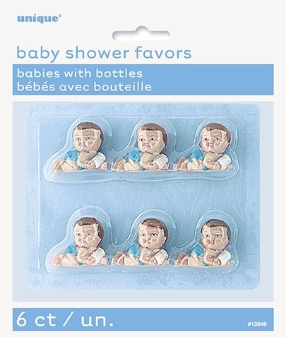 Unique Baby Shower Favors deco Baby met flesje 6 Stuks Blauw