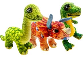 SOFTY - Dinosaurus knuffel met print - 1 exemplaar assorti uitgeleverd