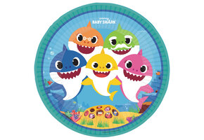 Amscan  kartonnen bordjes Baby Shark 23cm 8 stuks