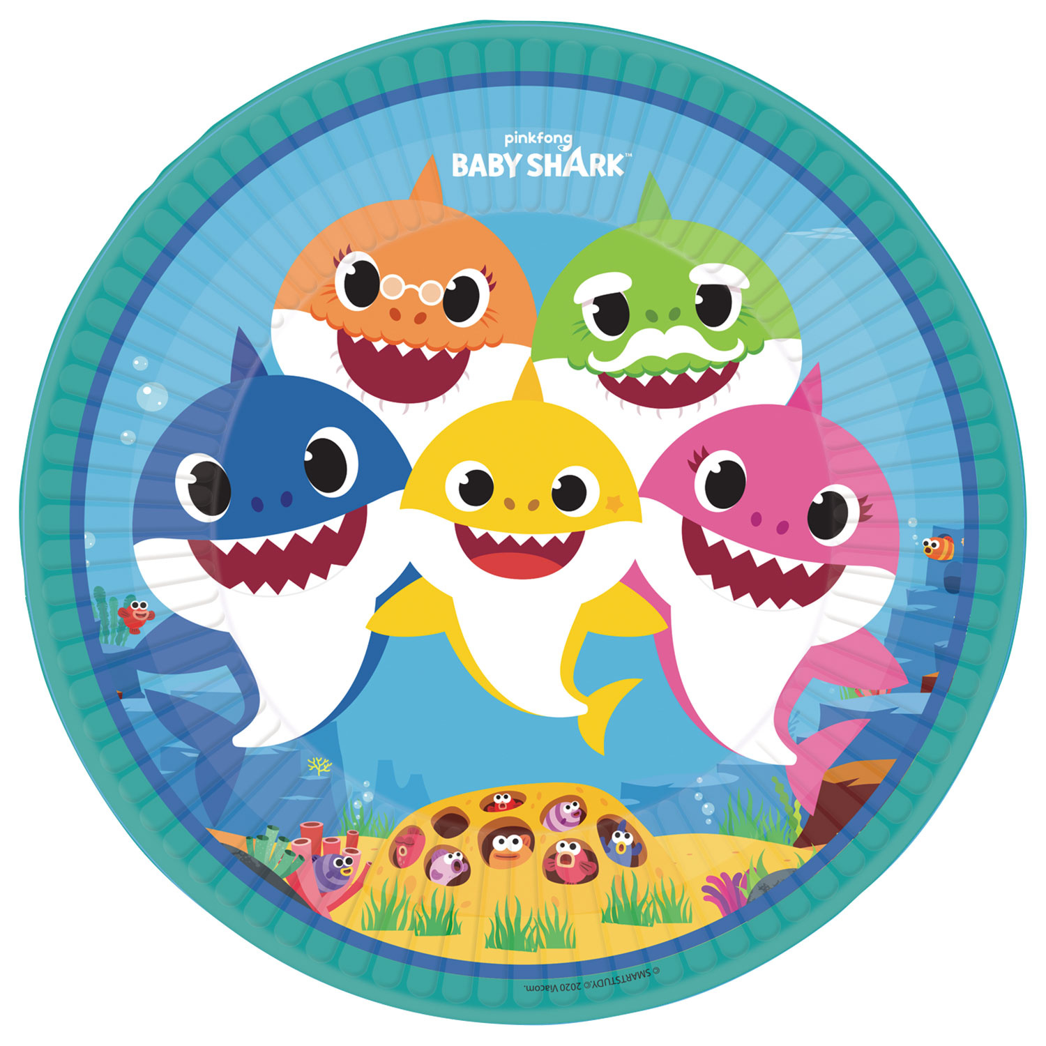 Amscan kartonnen bordjes Baby Shark 23cm 8 stuks