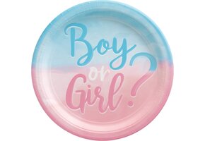 Amscan - Gender Reveal - Kartonnen borden 23cm - 8 stuks