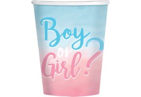 Amscan - Gender Reveal - Bekers 250ml - 8 stuks