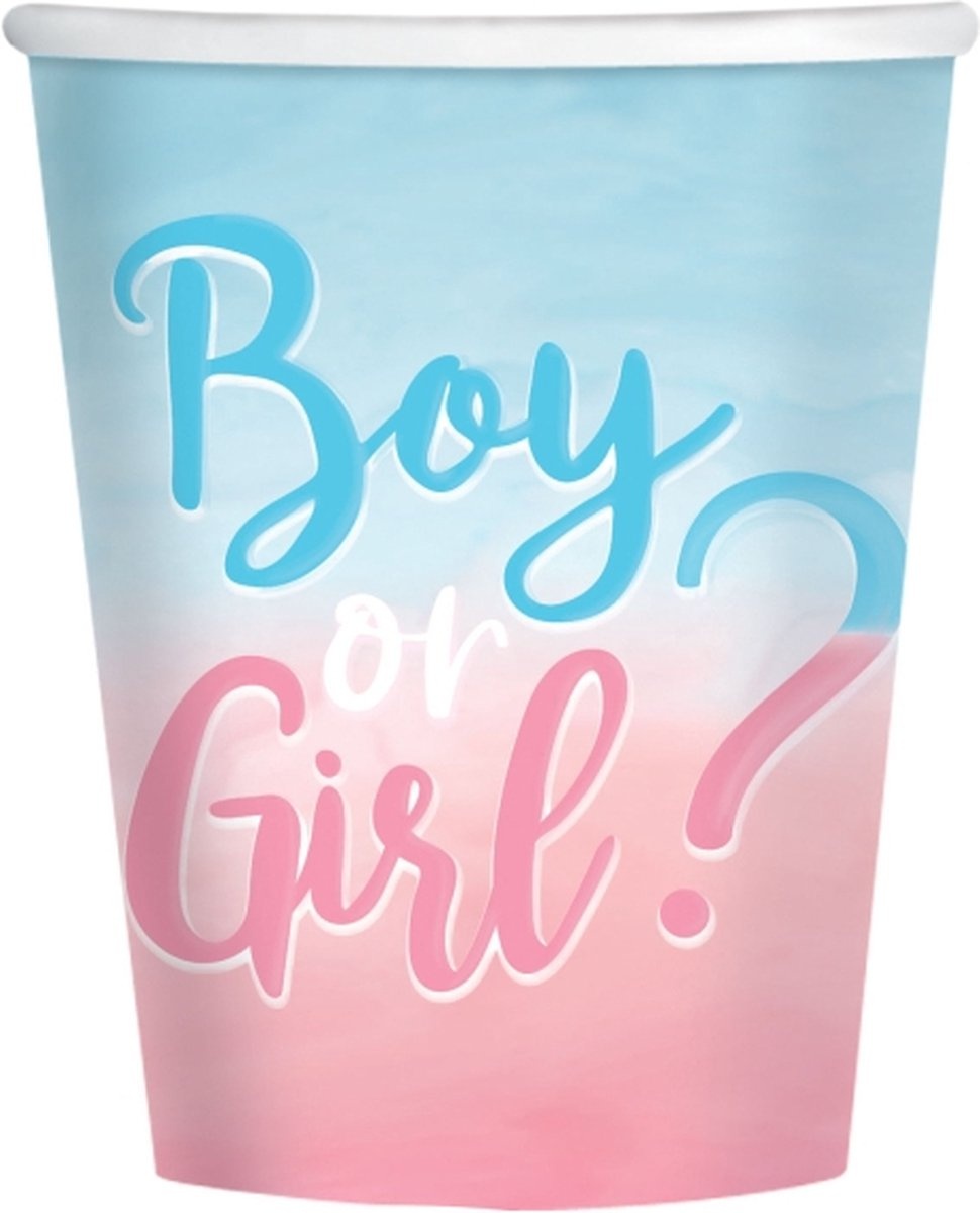 Amscan - Gender Reveal - Bekers 250ml - 8 stuks