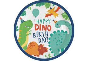 Amscan - ECO borden karton - Dino Party 23 cm - 8 stuks