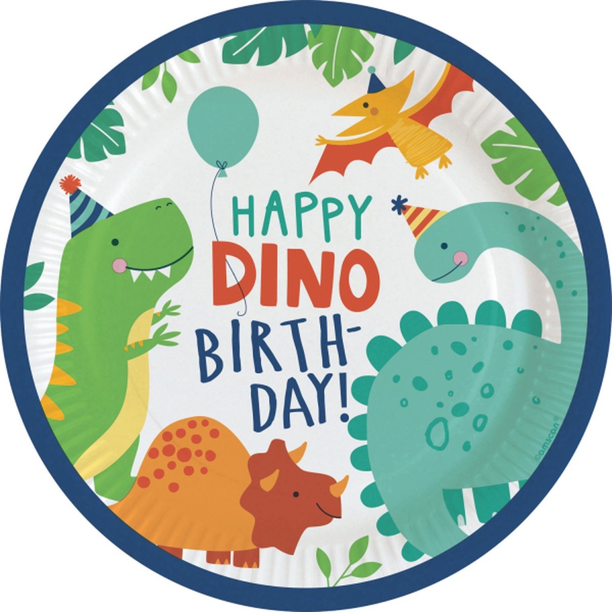 Amscan - ECO borden karton - Dino Party 23 cm - 8 stuks