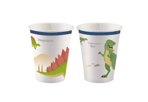 Amscan - ECO bekers karton - Dino Party 250ml  - 8 stuks