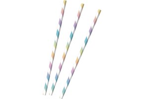 Amscan Rietjes Gestreept Regenboog Pastel 23 Cm Papier 12 Stuks