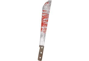 Halloween hakmes/machete - met bloed - 50 cm - kunststof - bloederige wapens - horror mes - verkleed accessoires