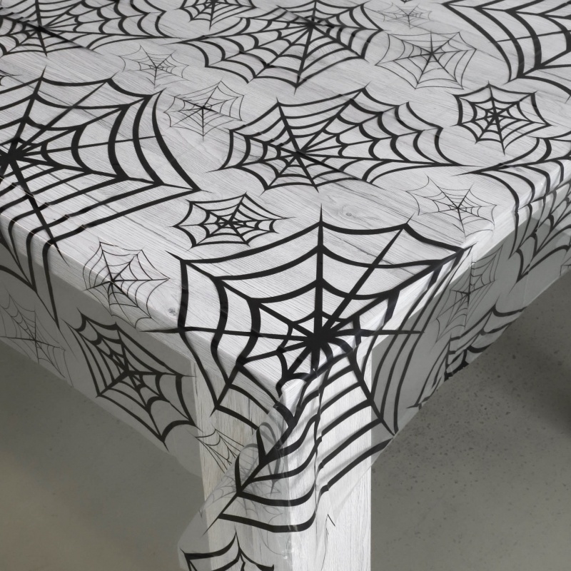 Amscan - Tafelkleed Spinnenweb transparant 274 x 139 cm - Halloween