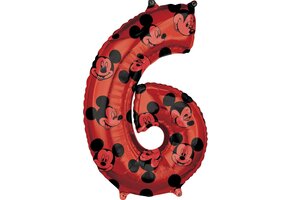 Amscan Folieballon Micky Mouse 6 Jaar Junior 43 X 66 Cm Rood