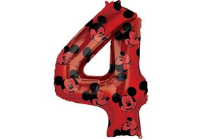 Amscan Folieballon Mickey Mouse 4 Jaar Junior 45 X 66 Cm Rood