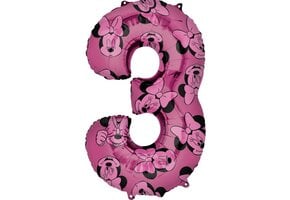Amscan Folieballon Minnie Mouse 3 Jaar Junior 66 Cm Roze