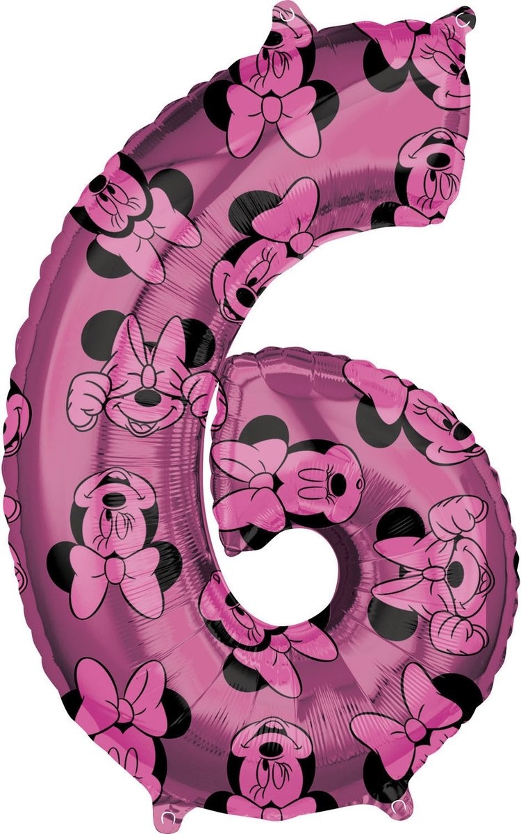 Amscan Folieballon Minnie Mouse 6 Jaar Junior 66 Cm Roze