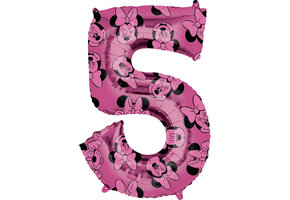 Amscan Folieballon Minnie Mouse 5 Jaar Junior 66 Cm Roze