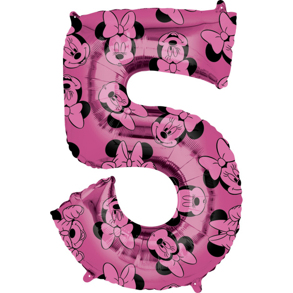 Amscan Folieballon Minnie Mouse 5 Jaar Junior 66 Cm Roze
