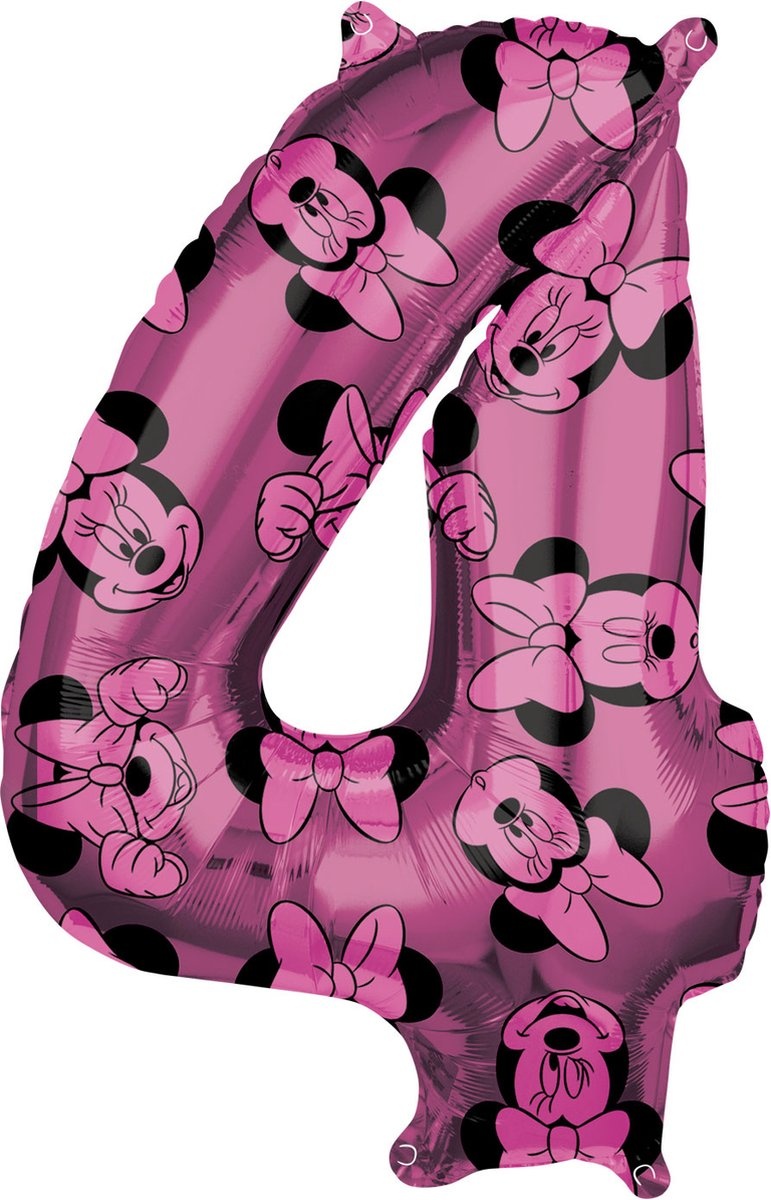 Amscan Folieballon Minnie Mouse 4 Jaar Junior 66 Cm Roze