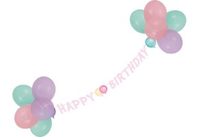 Amscan Pastelkleurige Happy Birthday slinger met ballonnen