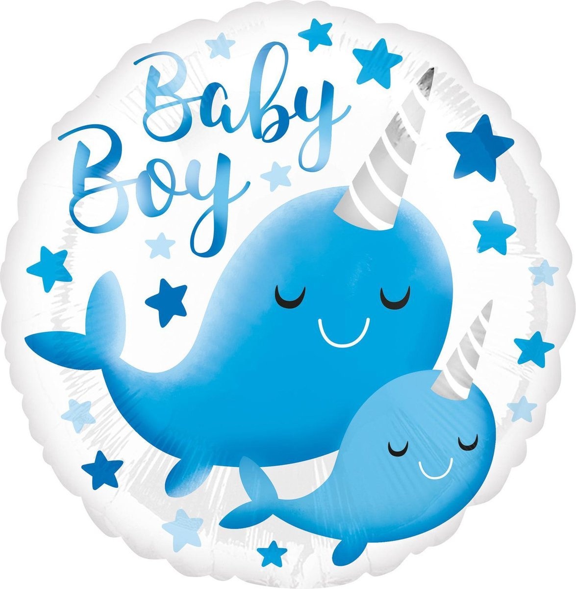 Amscan Standard Shape Folieballon Narwal Baby boy 43 x 43 cm
