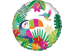 Amscan Folieballon Tropical Paradise Rond Junior 43 Cm Wit/groen
