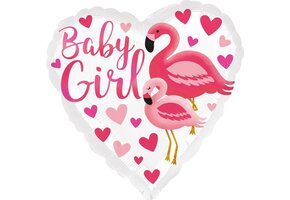 Amscan Folieballon Baby Girl Flamingo 45 Cm Wit/roze