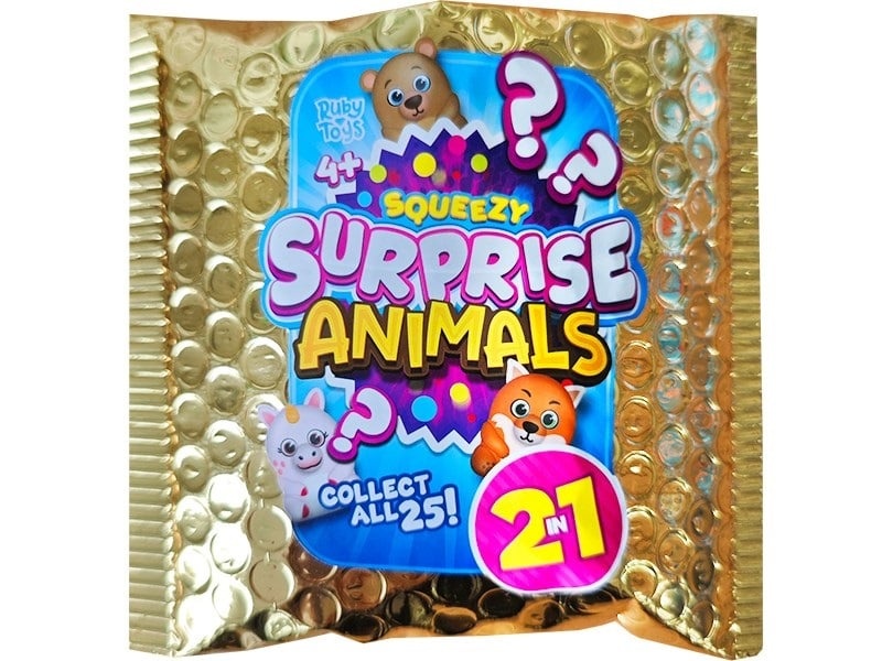 Surprise Animals zakje met Squeezy diertje  - 1 exemplaar assorti uitgeleverd