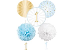 Amscan Decoratieset 1st Birthday Junior Papier Blauw/wit 5-delig