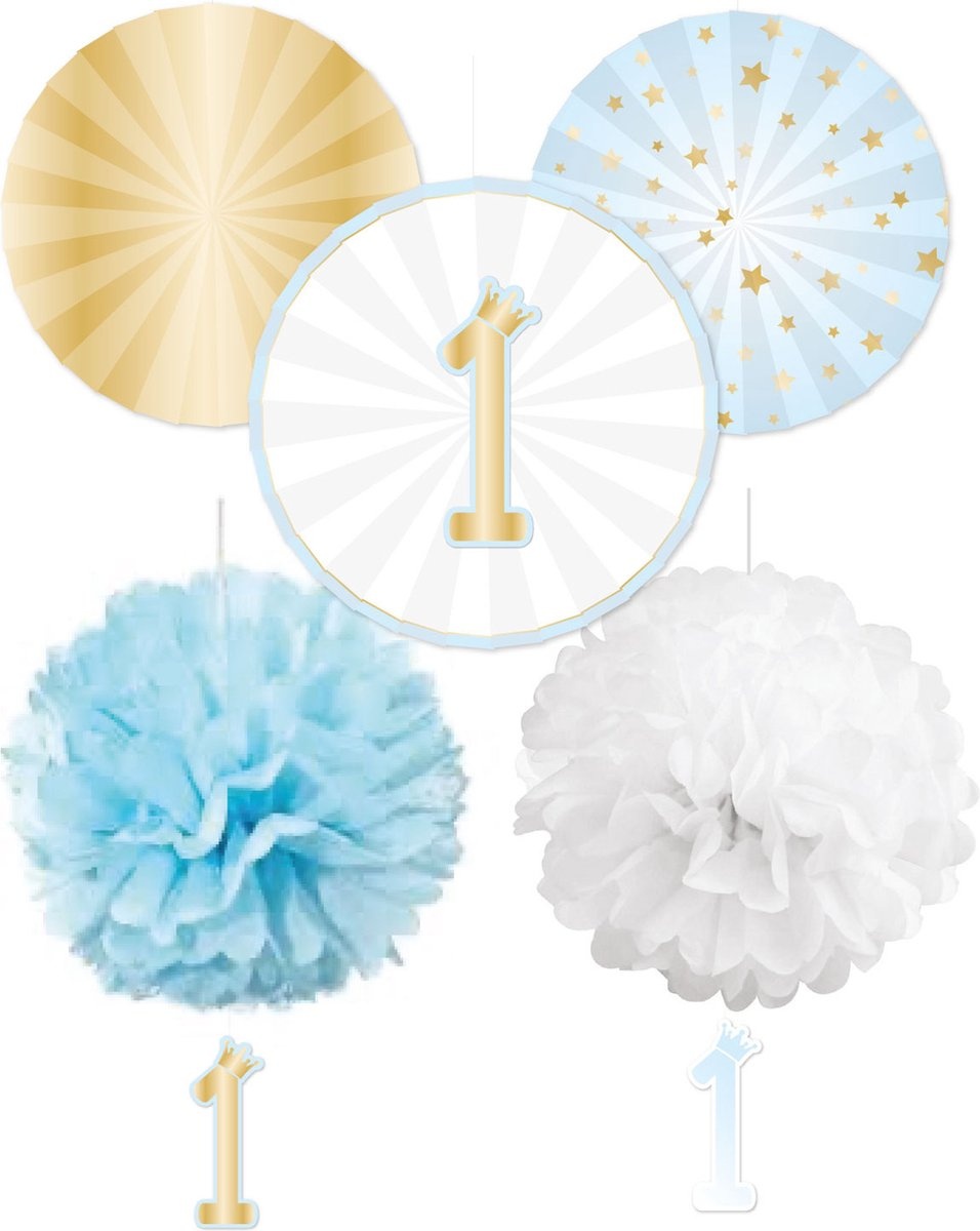 Amscan Decoratieset 1st Birthday Junior Papier Blauw/wit 5-delig