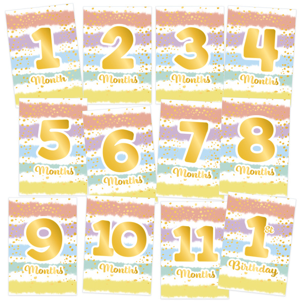 Amscan 12 Baby Milestone Cards 1st Birthday Rainbow