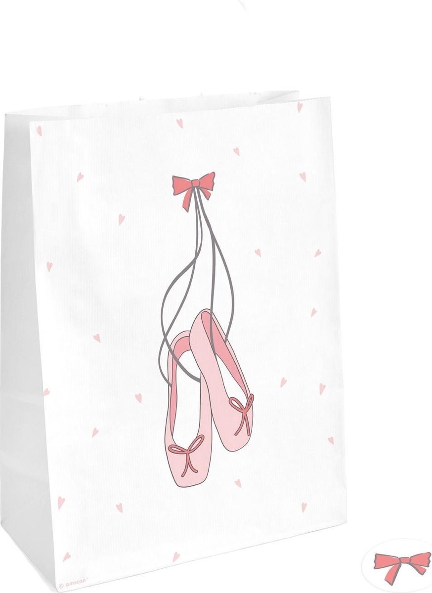 Amscan Cadeauzakken Little Dancer 21 cm Papier Wit 4 Stuks