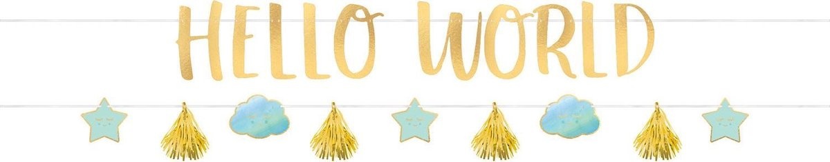 Amscan Letterslinger 'hello World' 177 Cm Karton Blauw/goud