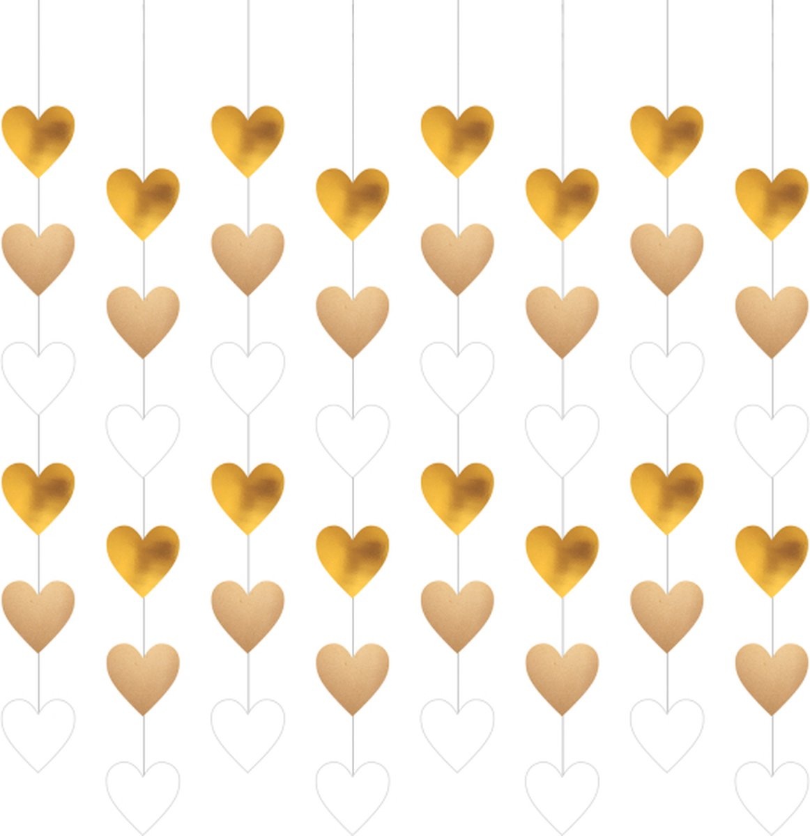 Amscan - Hangdecoratie harten goud (8 stuks)