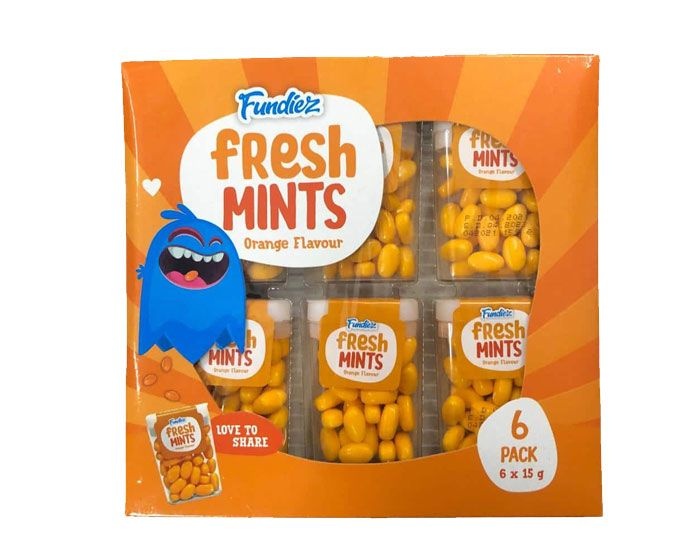 Fundiez Fresh Mints orange smaak 6x15g