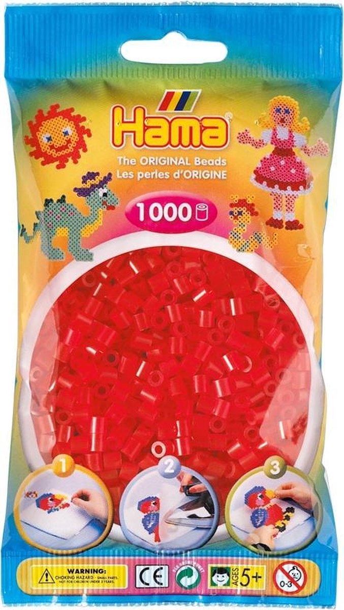 Strijkkralen Hama - 1000 Stuks - Rood Doorzichtig
