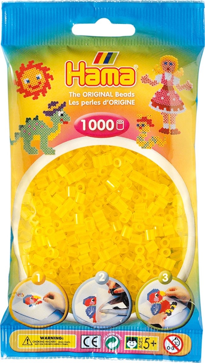 Hama Strijkkralen - 1000 Stuks - Geel Doorzichtig