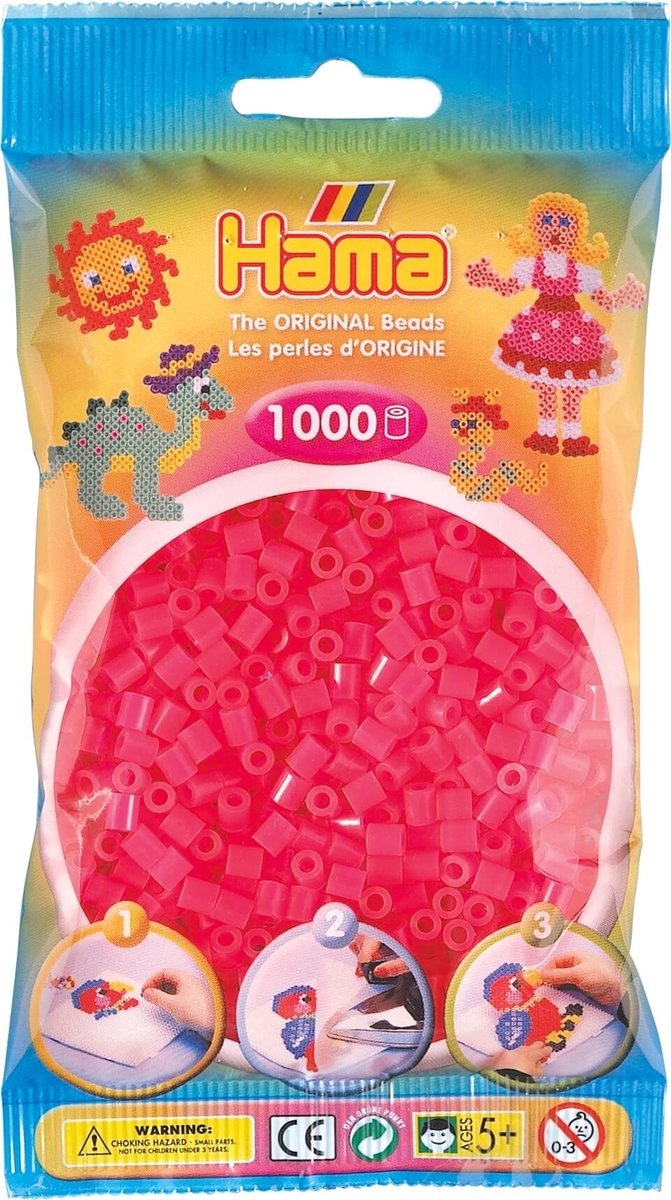Hama Strijkkralen -1000 stuks - Neon roze