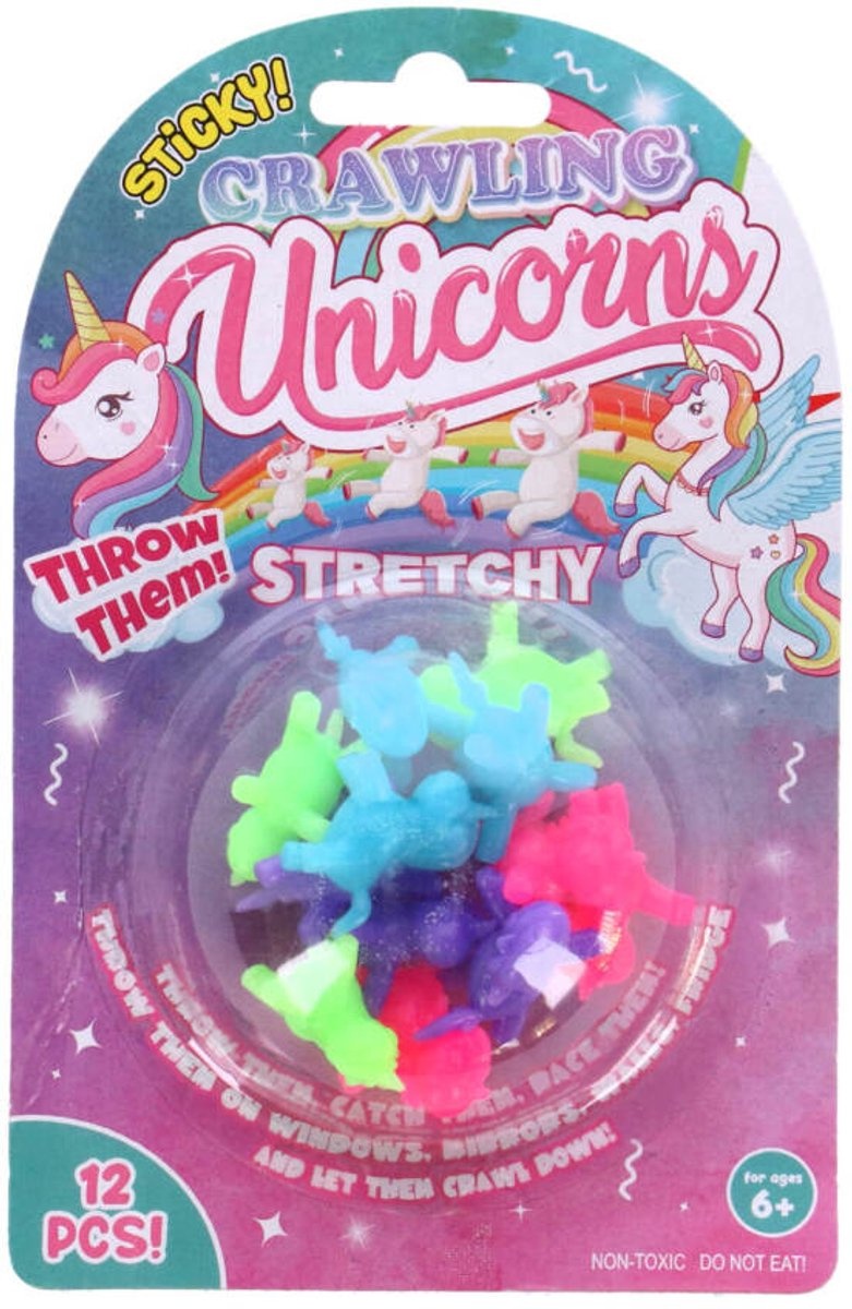 Sticky Crawling Unicorns - Raamlopers set van 12 stuks