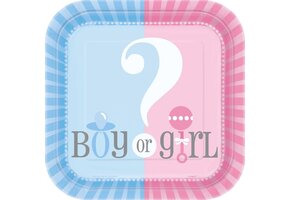 Gender Reveal Bordjes Boy or Girl 18 cm - 10 stuks