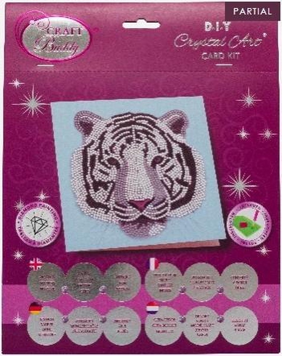 Crystal Art Diamond Painting Kaart Witte Tijger