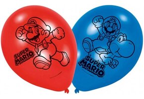 Super Mario thema ballonnen 6x stuks - Feestartikelen verjaardag versiering
