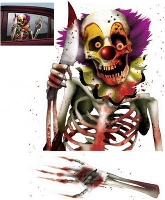 Halloween raamversiering voor de auto - Horror Clown
