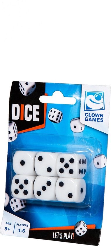 Speelgoed spellen Dobbelstenen - 6x stuks - wit/zwart - kunststof - Dobbelen - Spelletjes