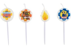 AMSCAN - 4 kleine Sam de Brandweerman kaarsjes