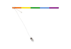 Lampionstok hout regenboog met LED lampje 30cm