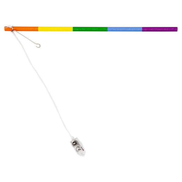 Lampionstok hout regenboog met LED lampje 30cm