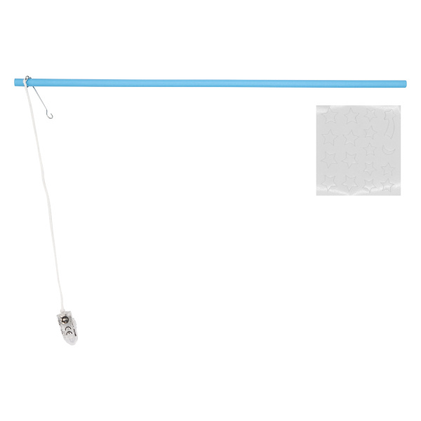 Lampionstok hout blauw met LED lampje 40cm - met Glow in the Dark stickers