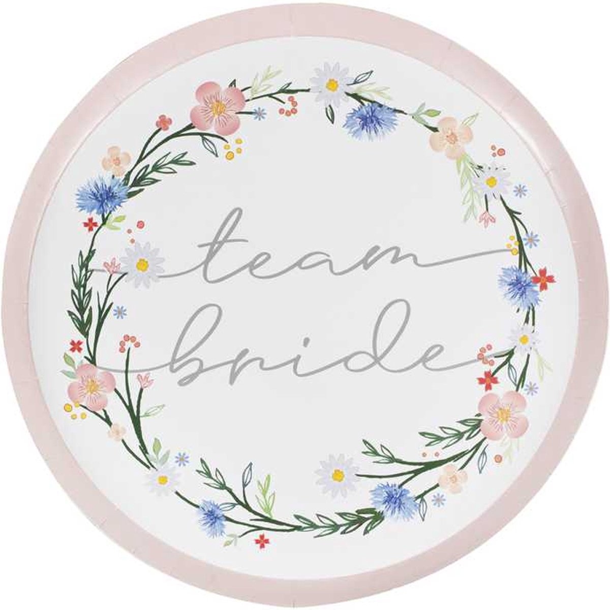Ginger Ray BOHO-308 Floral Plates - Team Bride Bordjes - 8 stuks