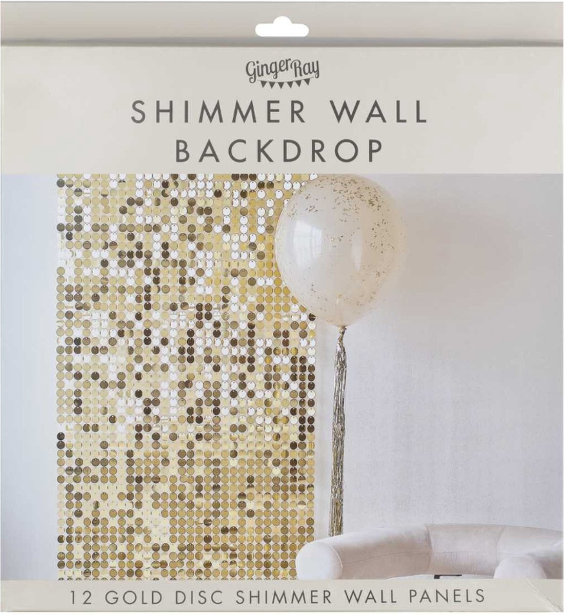 Ginger Ray Shimmer Wall Backdrop Gold disc wand panelen 12 delig