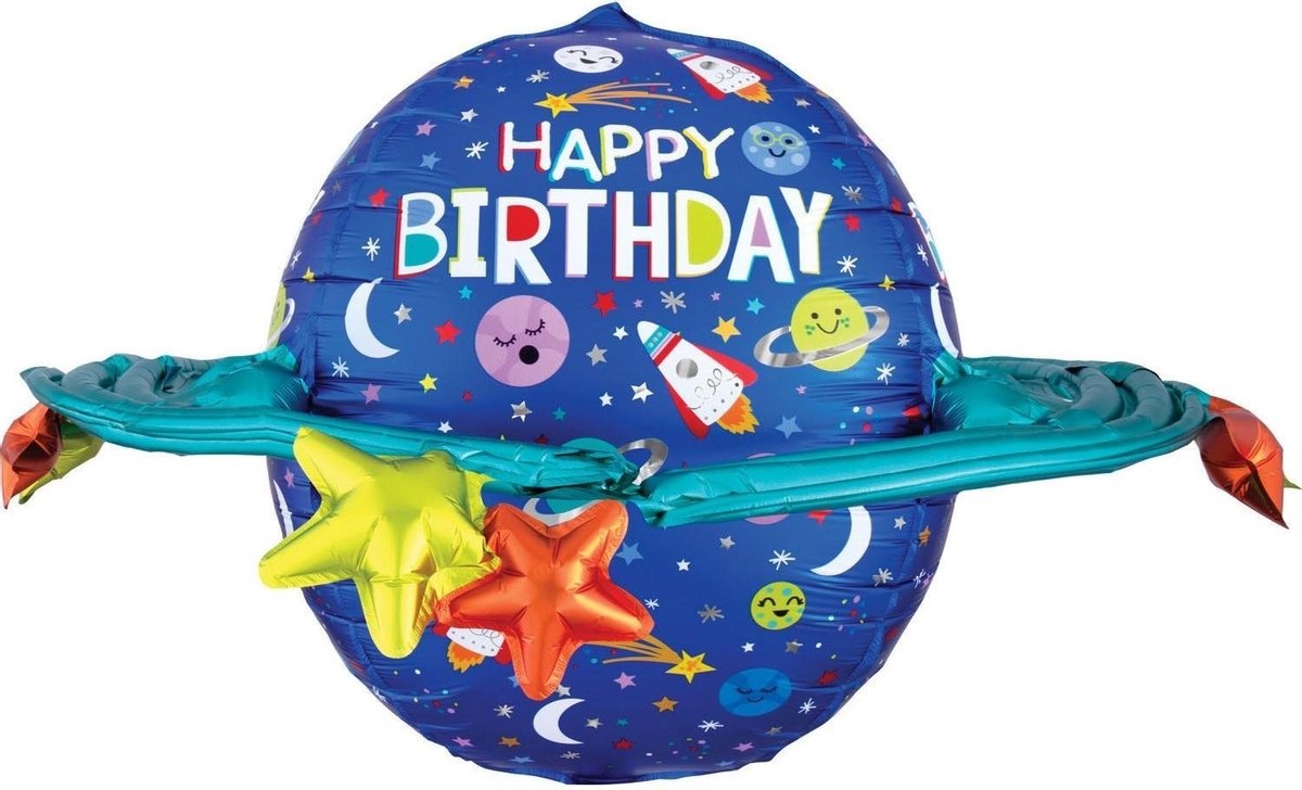 Amscan Folieballon Happy Birthday Galaxy 43 Cm Blauw